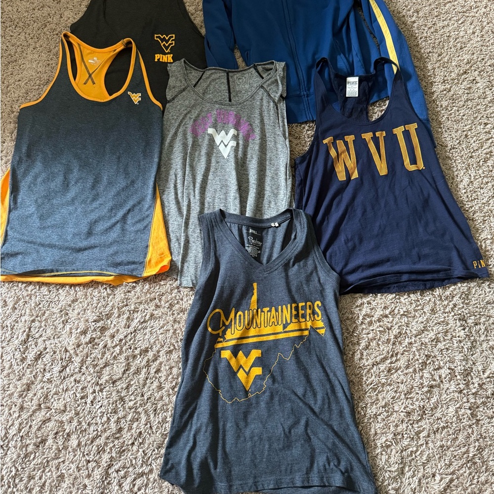 LOT of WVU Tank Tops PINK Victoria's Secret  - Blue, Gray, Yellow